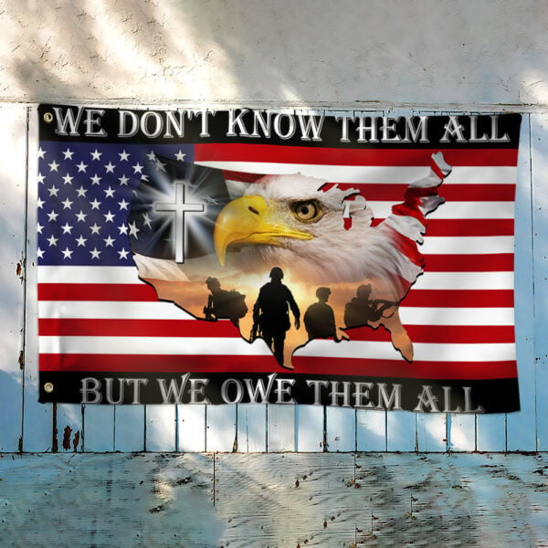 Thank You Veteran We Owe Them All Memorial Day American Grommet Flag PVC260518