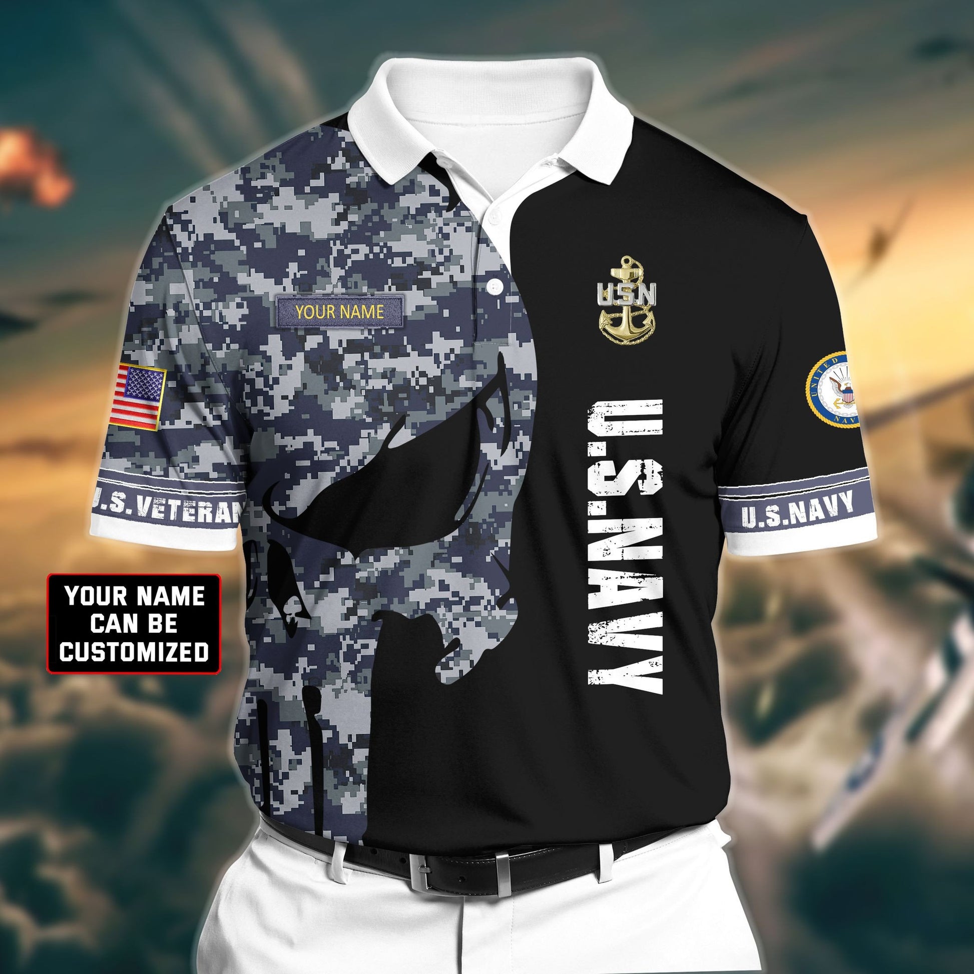 Premium Veteran U.S Navy 2 3D Polo All Over Printed NDT260508MT