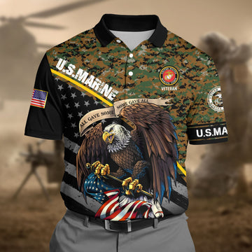Premium U.S Marine Camo 3D Polo All Over Printed DDD0206010MT