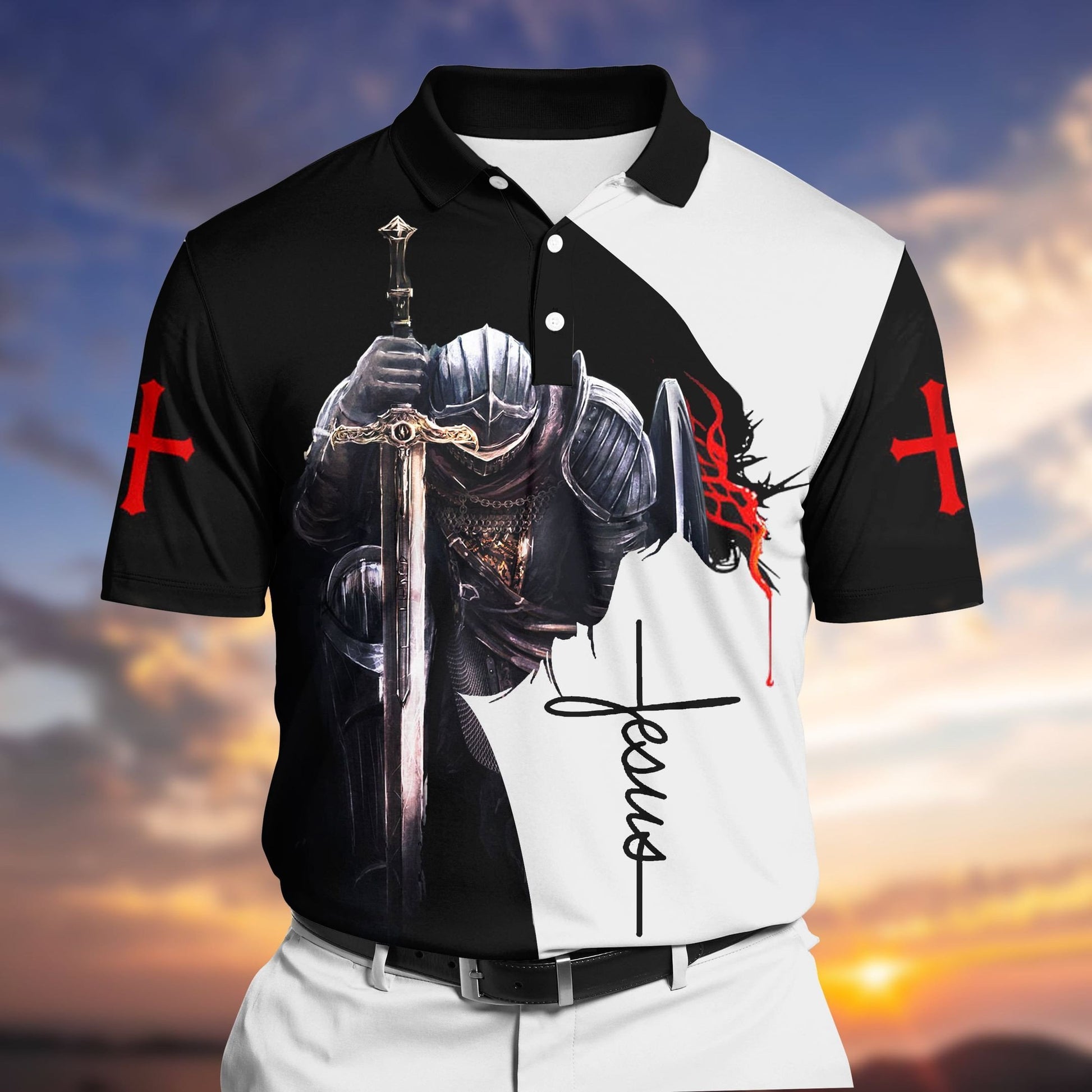 Premium Jesus 1 3D Polo All Over Printed NDT040602MT