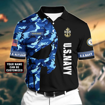 Premium Veteran U.S Navy 3D Polo All Over Printed NDT260507MT