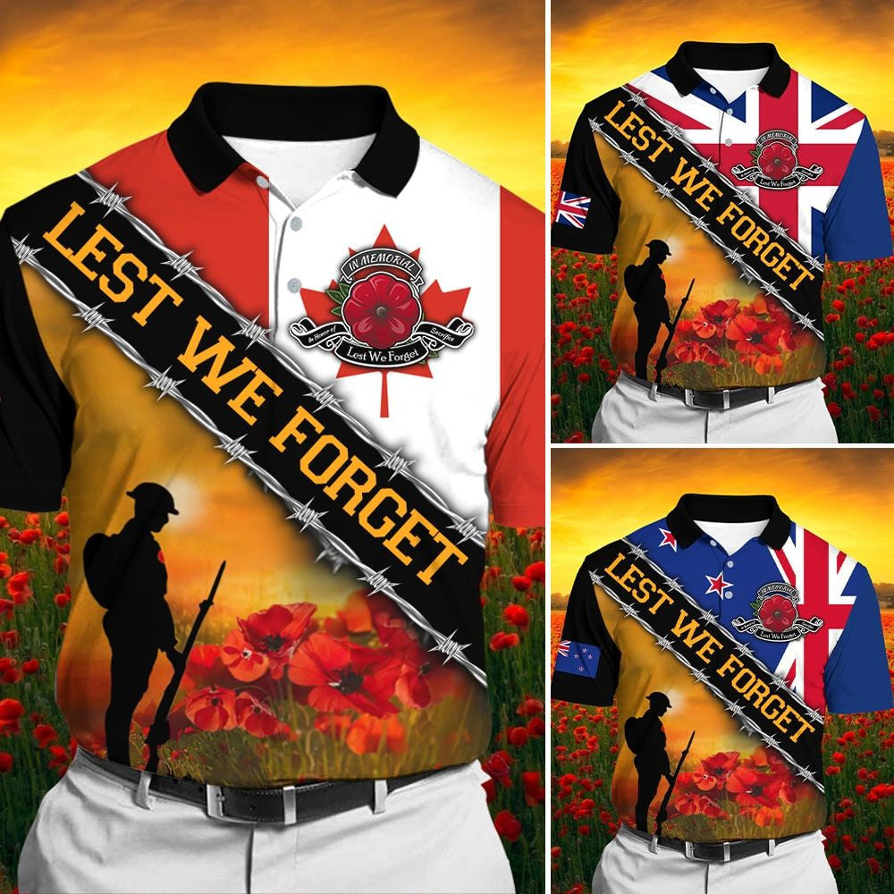 Unique Lest We Forget Polo Shirt TVN191003