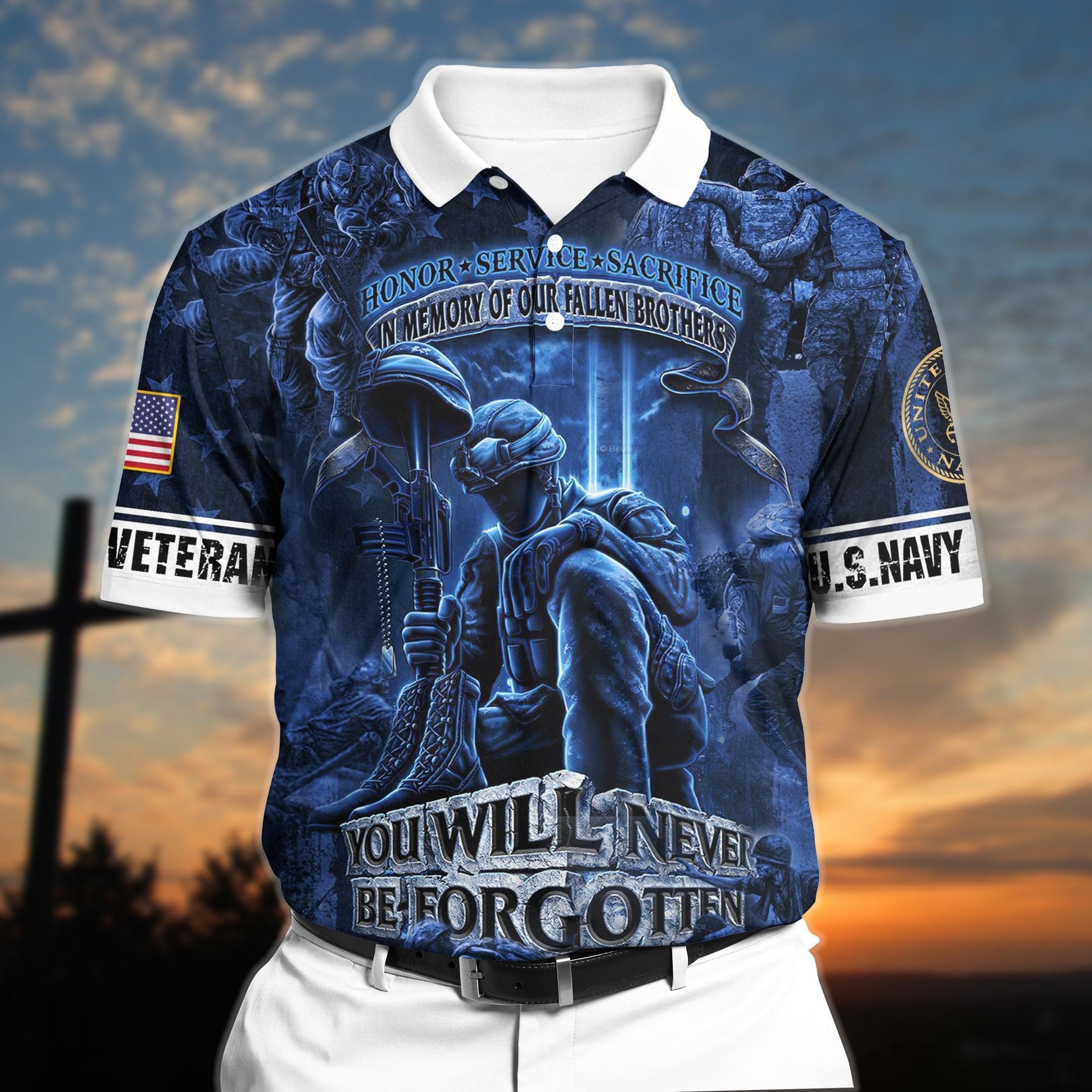 Premium Veteran 3D Polo All Over Printed DDD310501MT