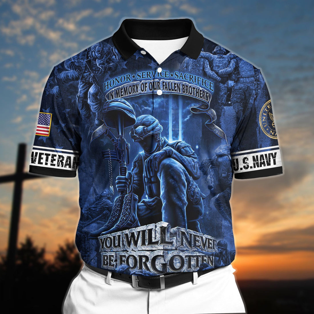 Premium Veteran 3D Polo All Over Printed DDD310501MT