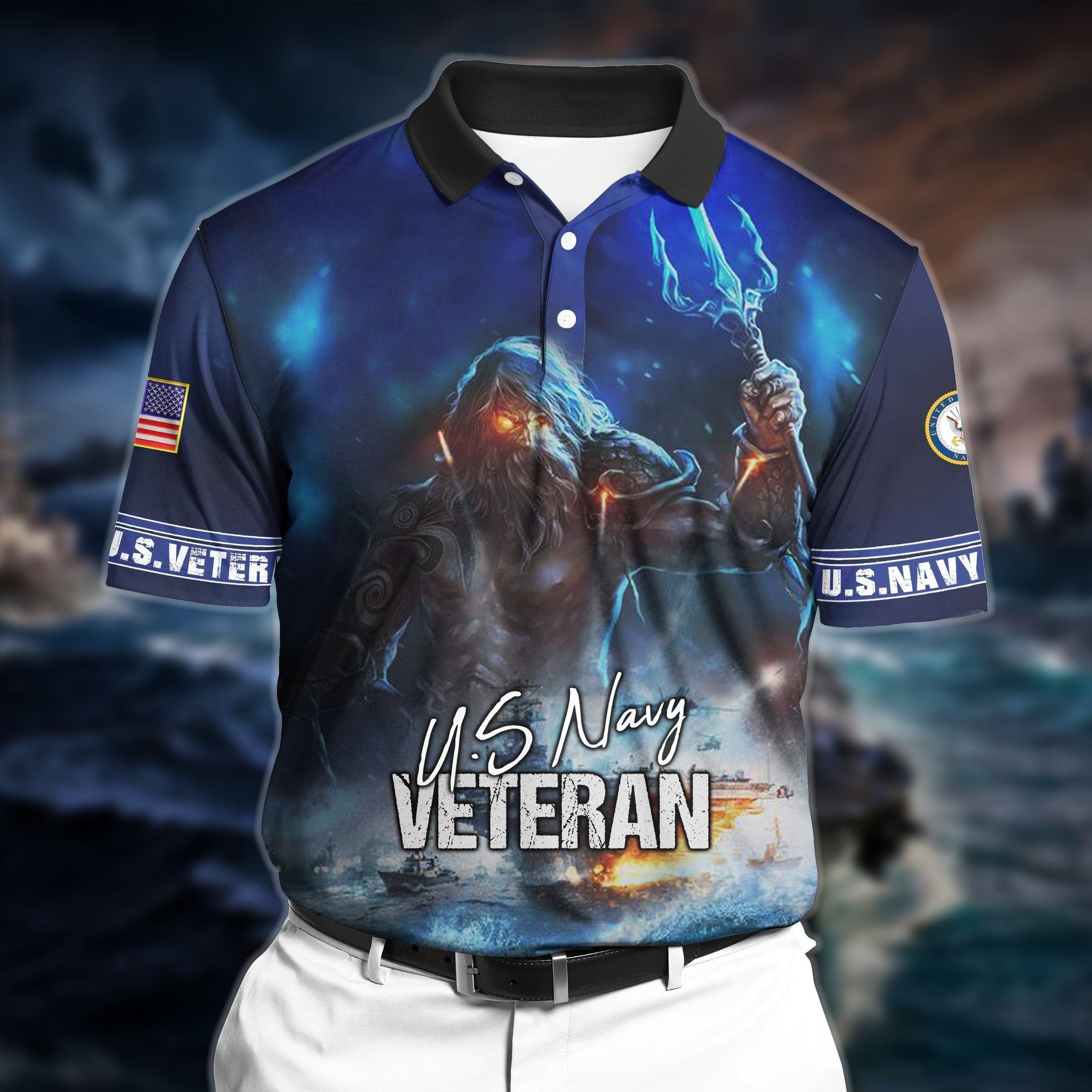 Premium Veteran U.S Navy 3D Polo All Over Printed NDT220501MT