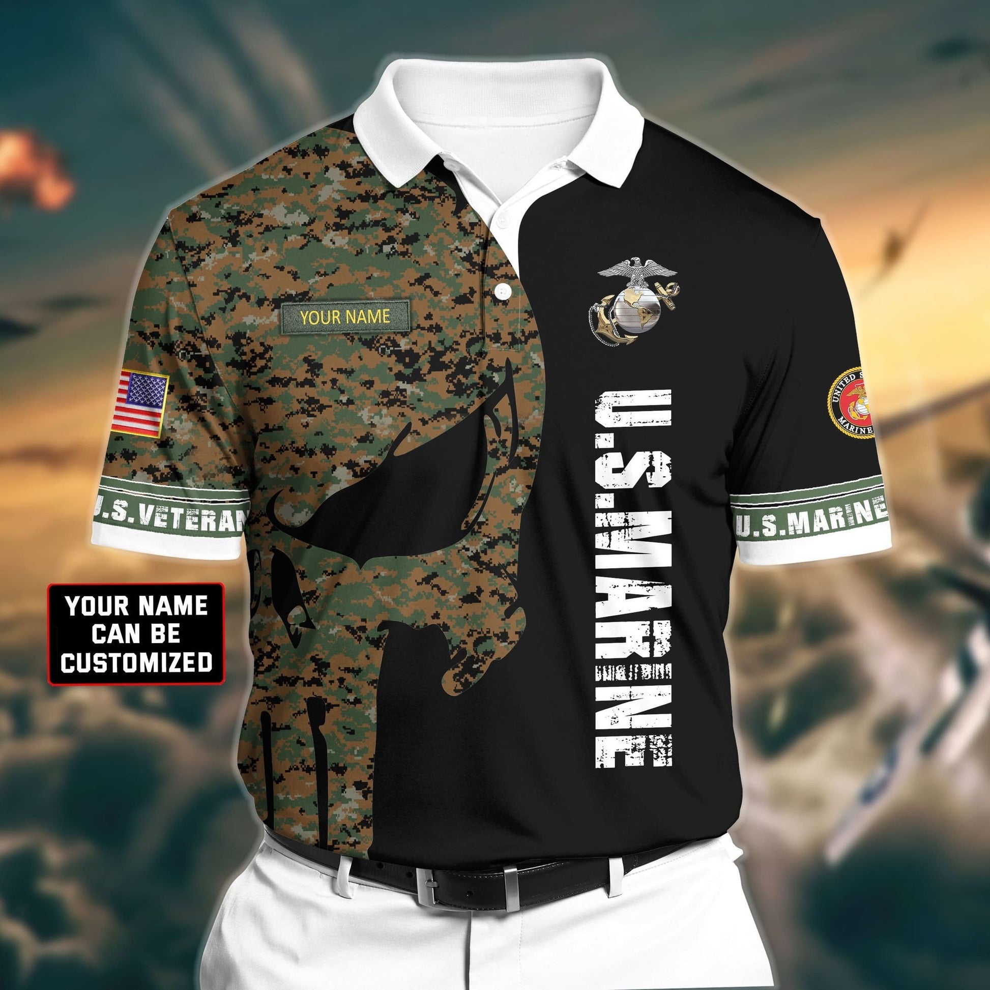 Personalized Premium Veteran U.S Marine 3D Polo All Over Printed NDT260506MT