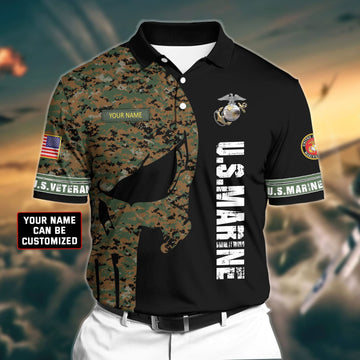 Personalized Premium Veteran U.S Marine 3D Polo All Over Printed NDT260506MT