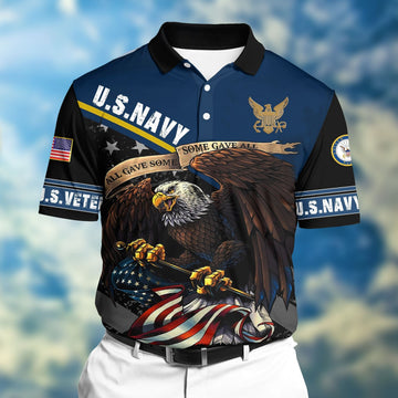 Premium Veteran U.S Navy 3D Polo All Over Printed NDT220505MT