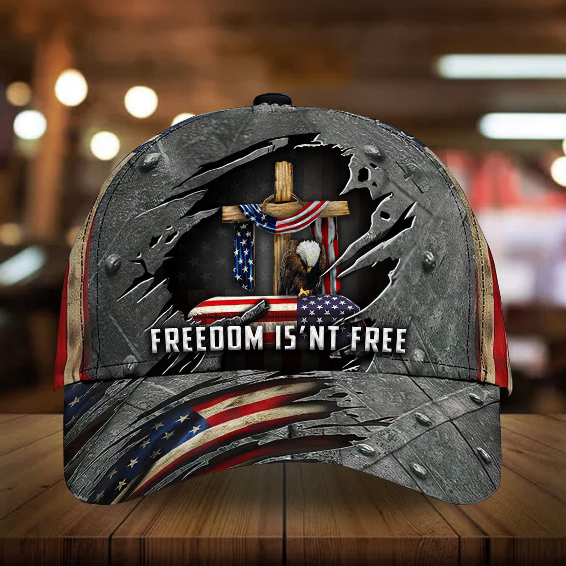 Freedom Isnt Free Men's Veteran Cap U.S Iron Pattern