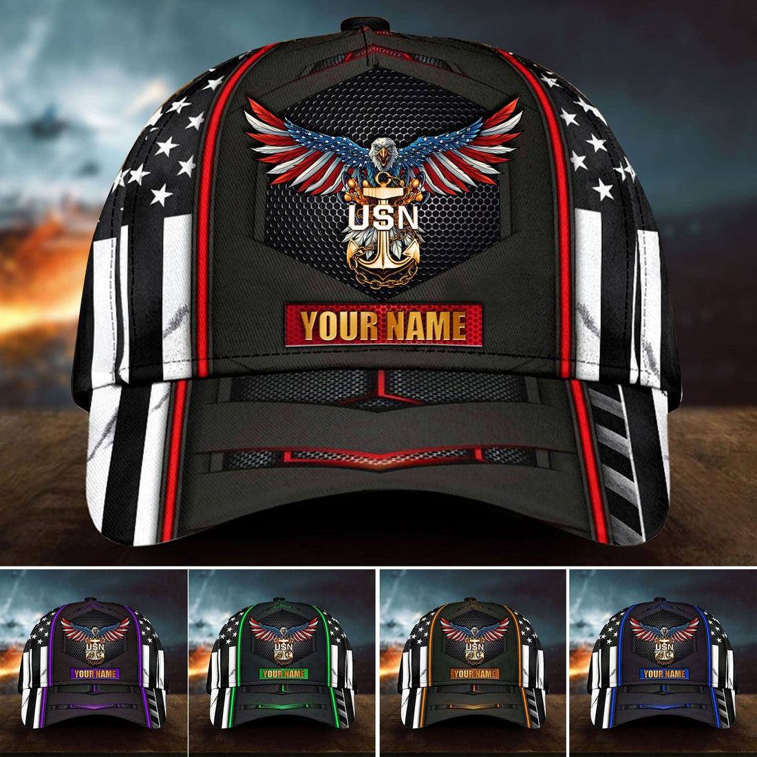Premium U.S Veteran Cap 3D Multicolor Personalized