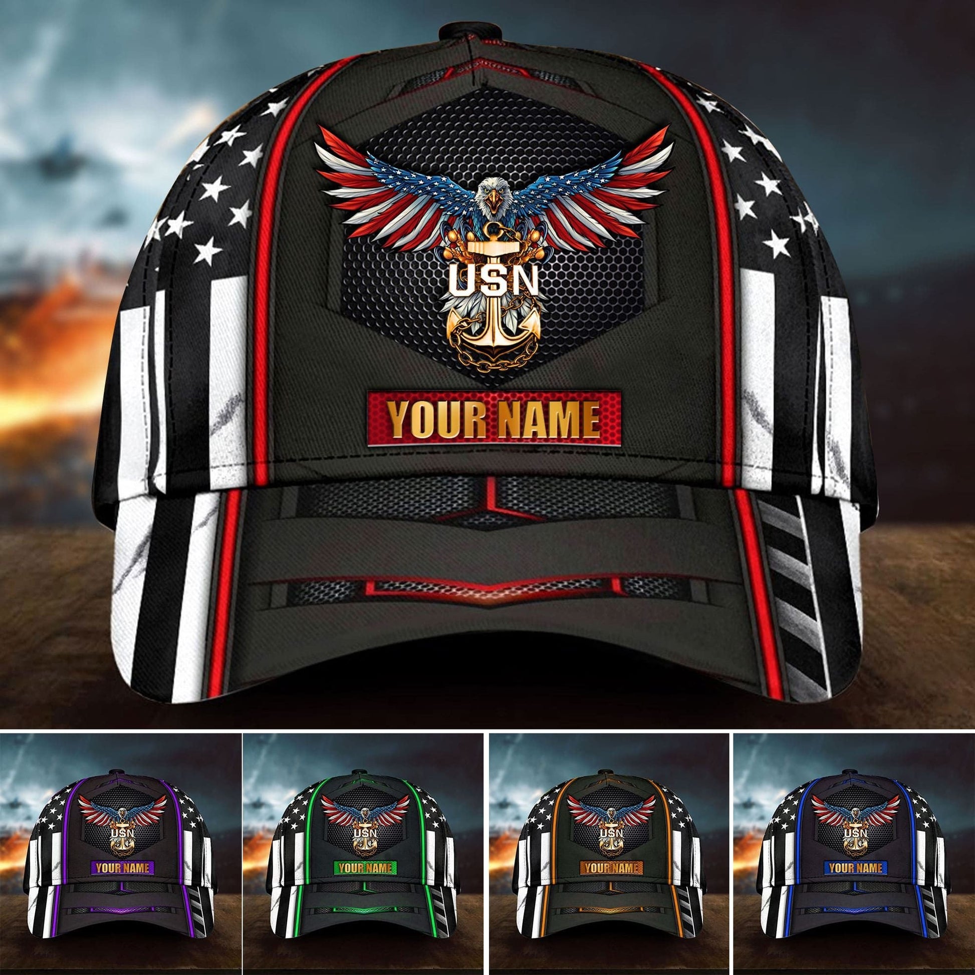 Premium U.S Veteran Cap 3D Multicolor Personalized