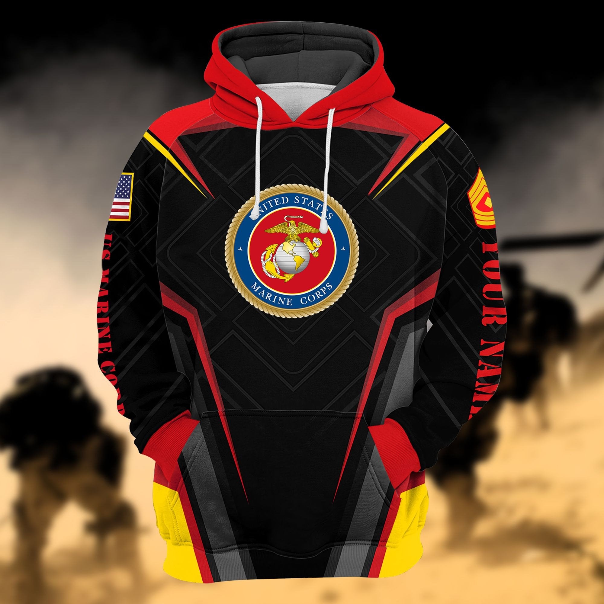 Personalized Premium Multiple US Military Services Veteran Hoodie PVC271004