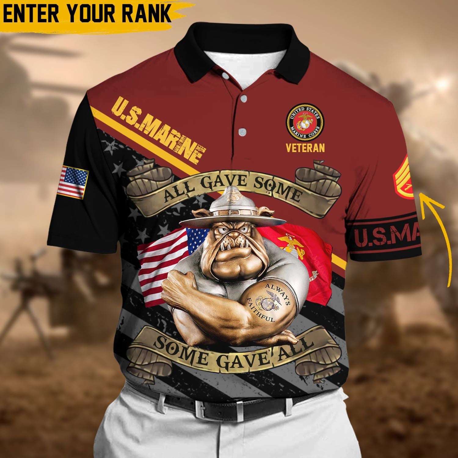 Personalized Premium Multiple US Military Services Veteran Polo Shirt PVC271001