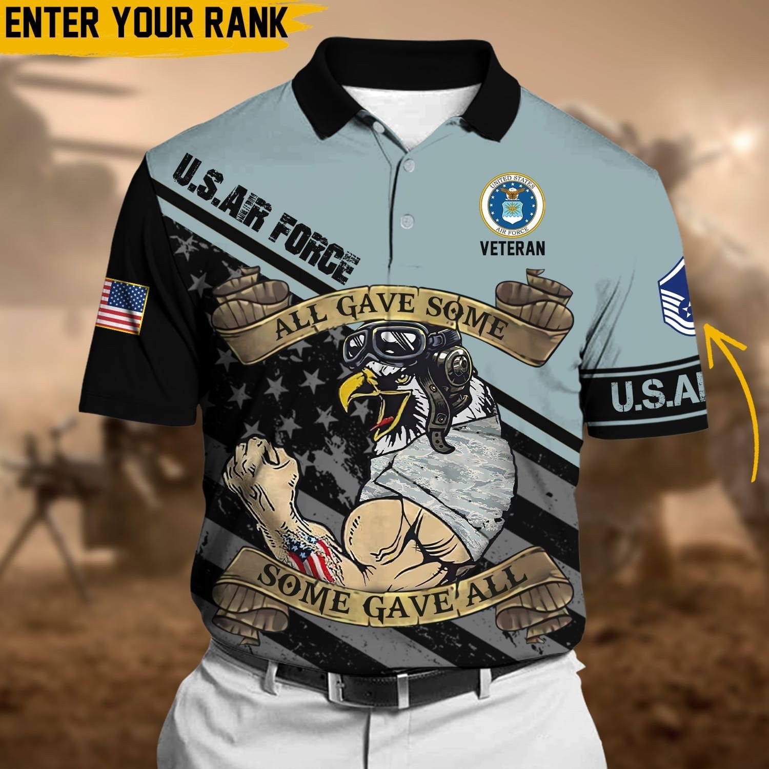 Personalized Premium Multiple US Military Services Veteran Polo Shirt PVC271001