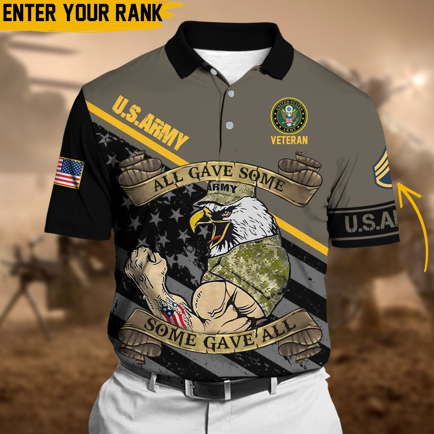 Personalized Premium Multiple US Military Services Veteran Polo Shirt PVC271001
