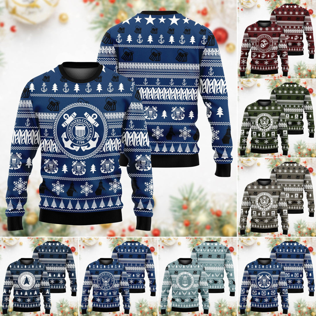 Premium Multiple US Military Services Veteran Sweater PVC031102