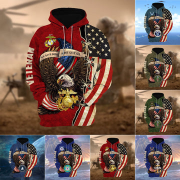 Premium Multiple US Military Services Veteran Hoodie PVC031101