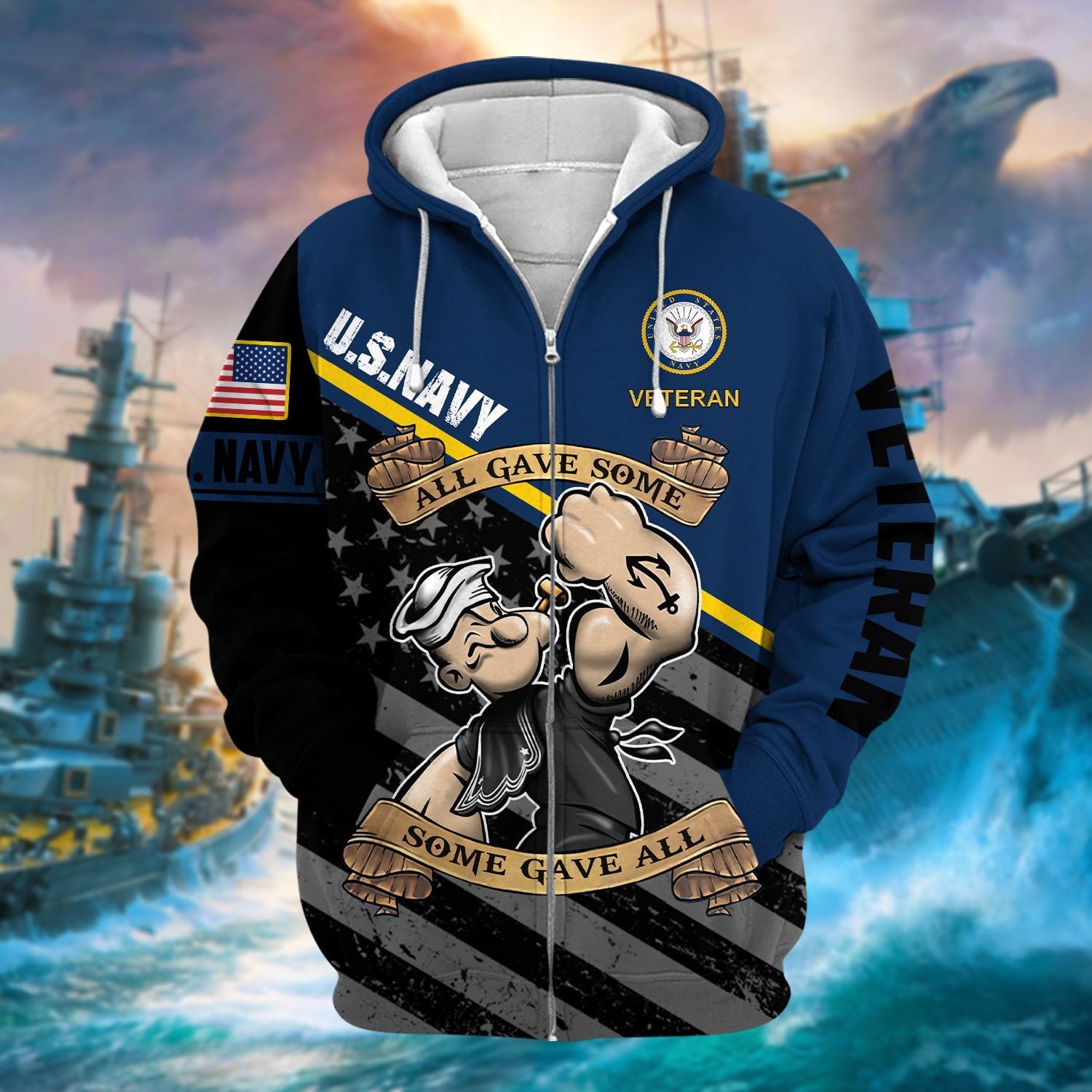 Premium U.S Navy Veteran Zip Hoodie PVC12110101