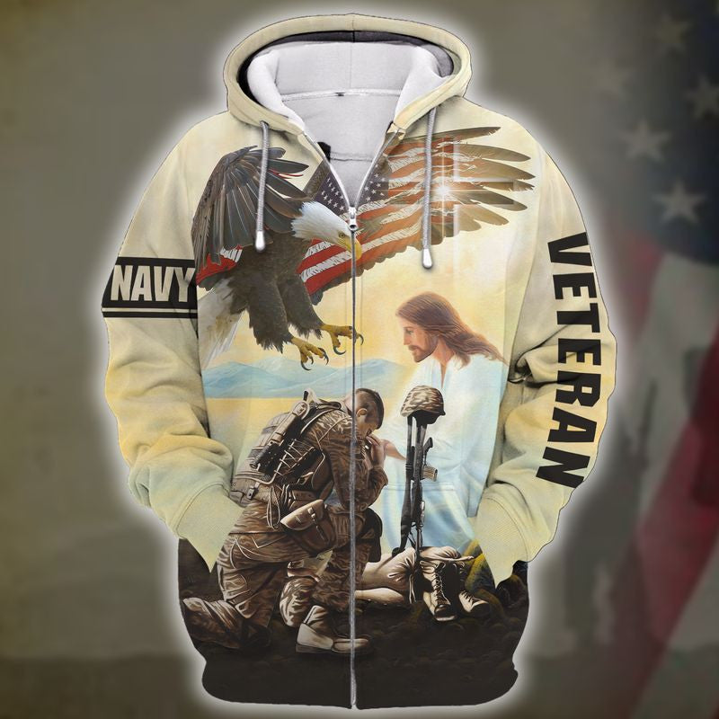 Premium One Nation Under God Zip Hoodie XC6010