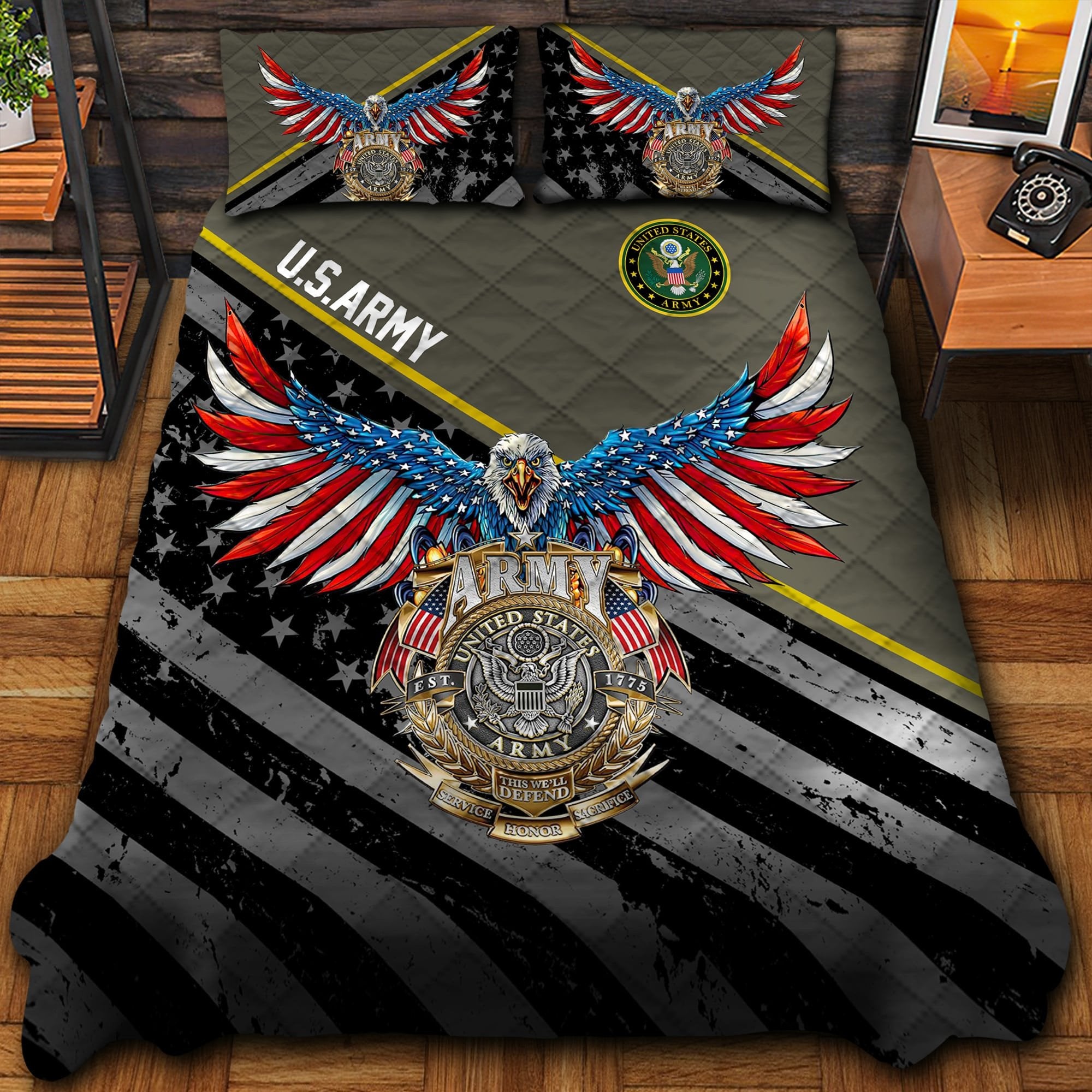 Premium Multiple US Military Services Veteran Bedding Set PVC241102
