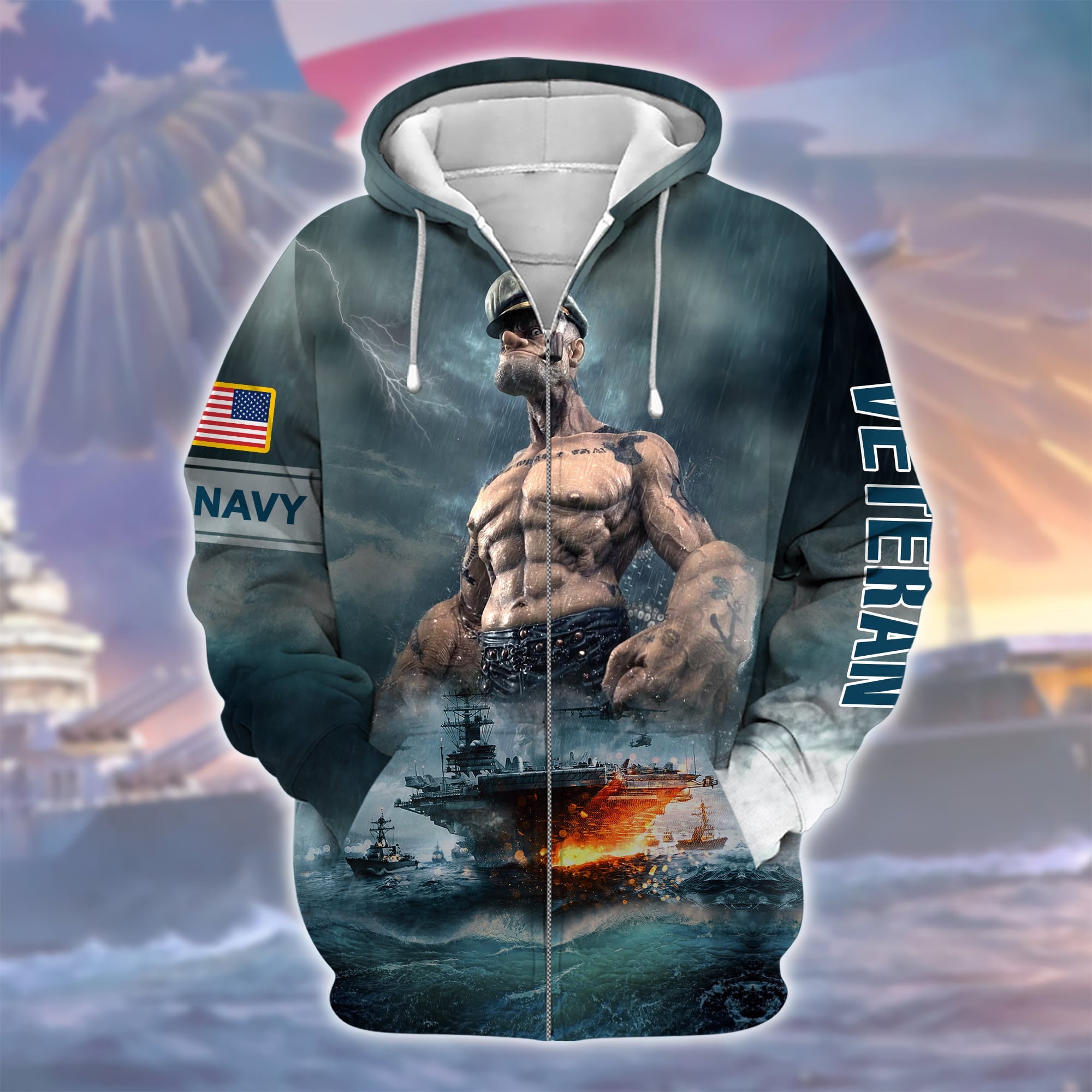 Unique U.S Navy Veteran Zip Hoodie NVT301002