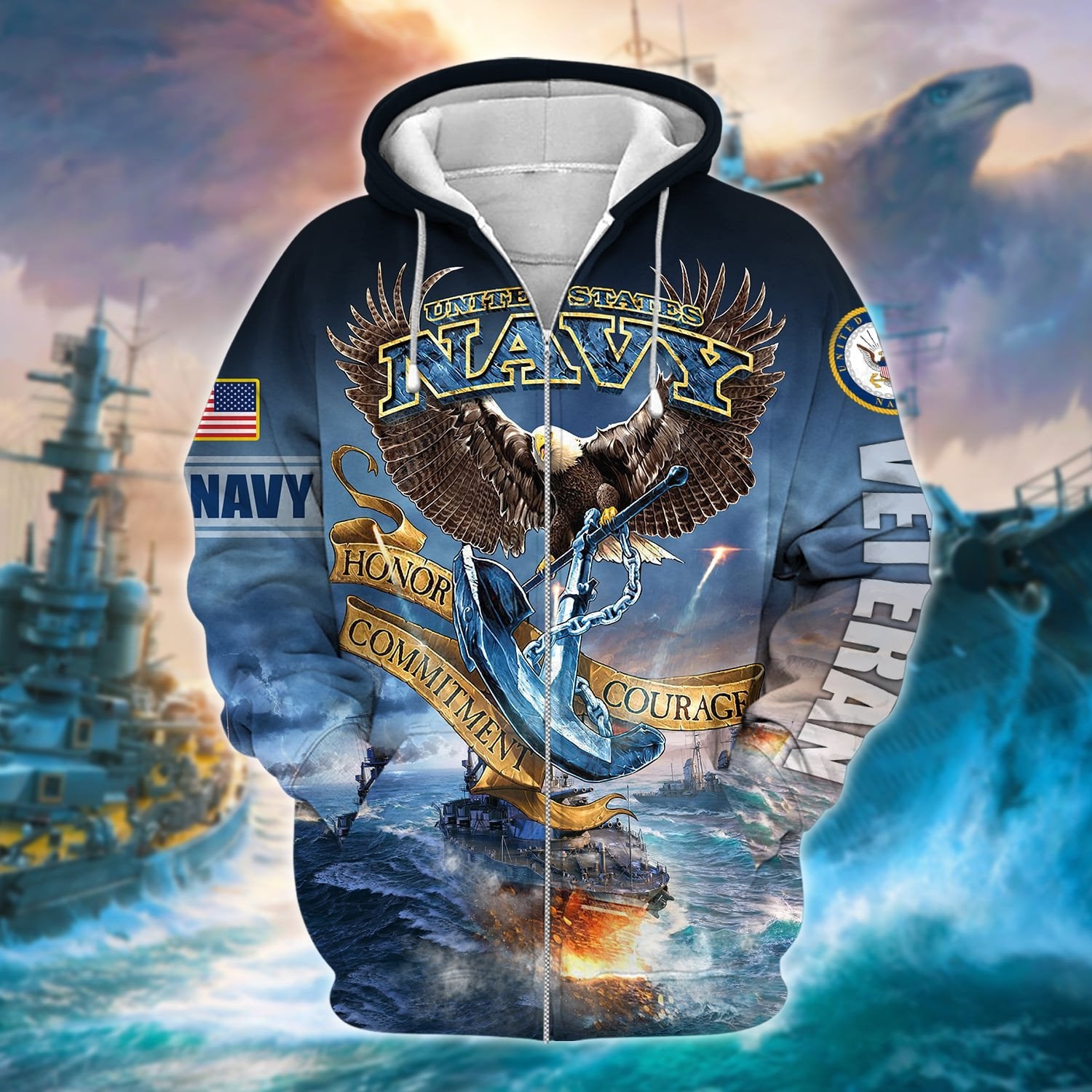 Unique Proud Navy Veteran Zip Hoodie TVN041207