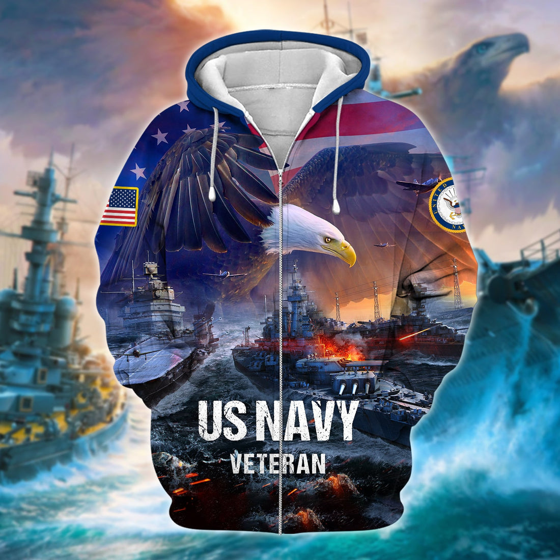Unique U.S. Navy Veteran Zip Hoodie PVC041204