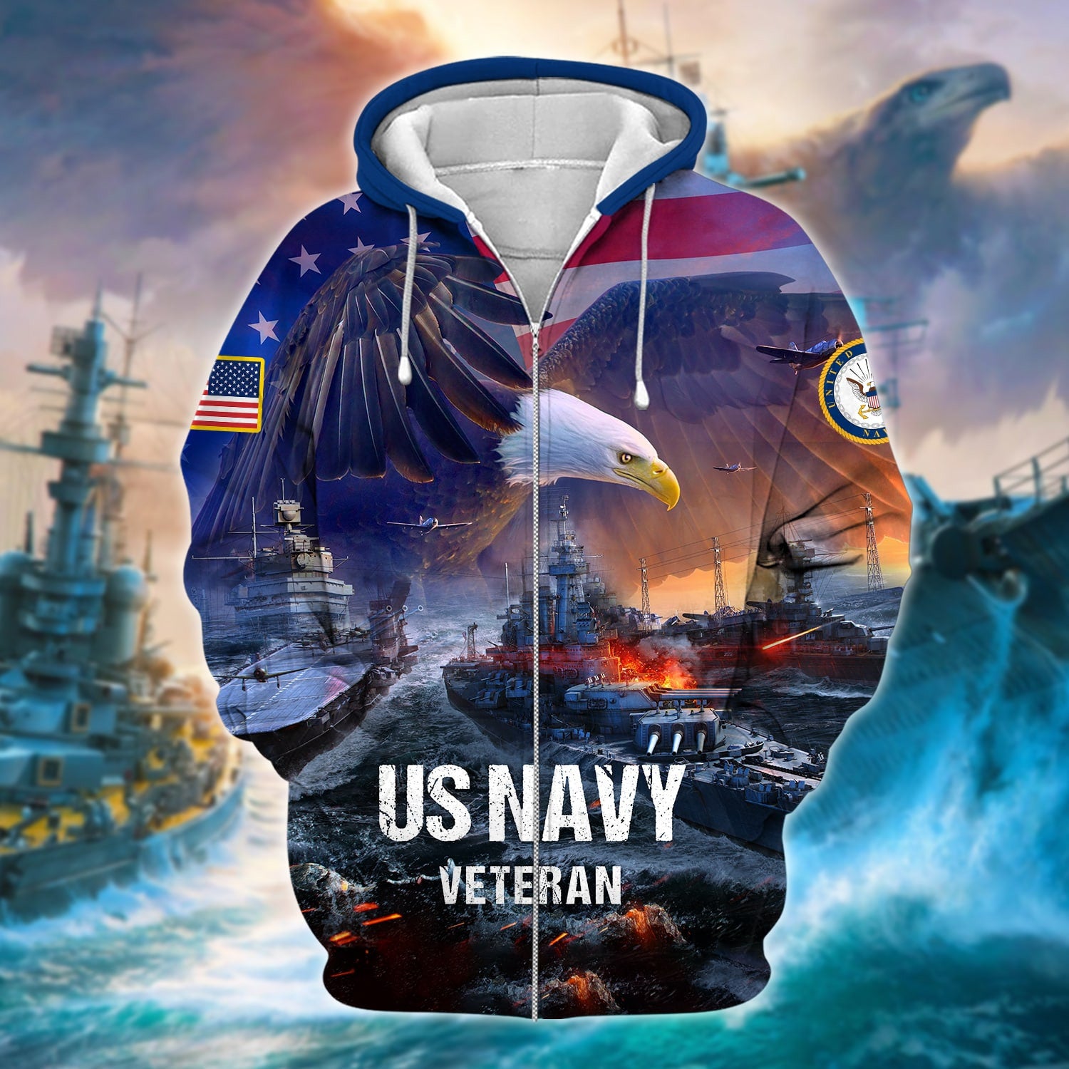 Unique U.S. Navy Veteran Zip Hoodie PVC041204
