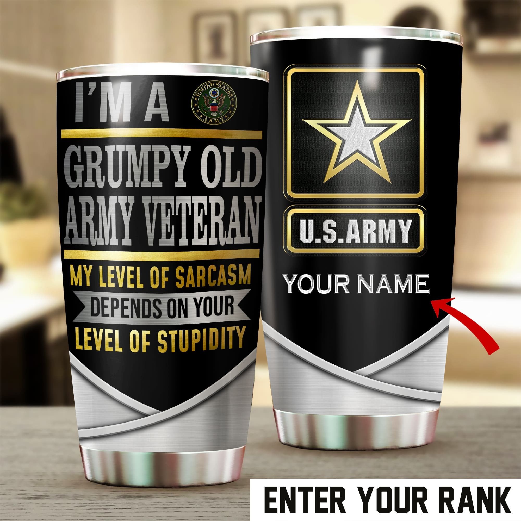 Personalised I'm A Grumpy Old Veteran Tumbler TVN041205