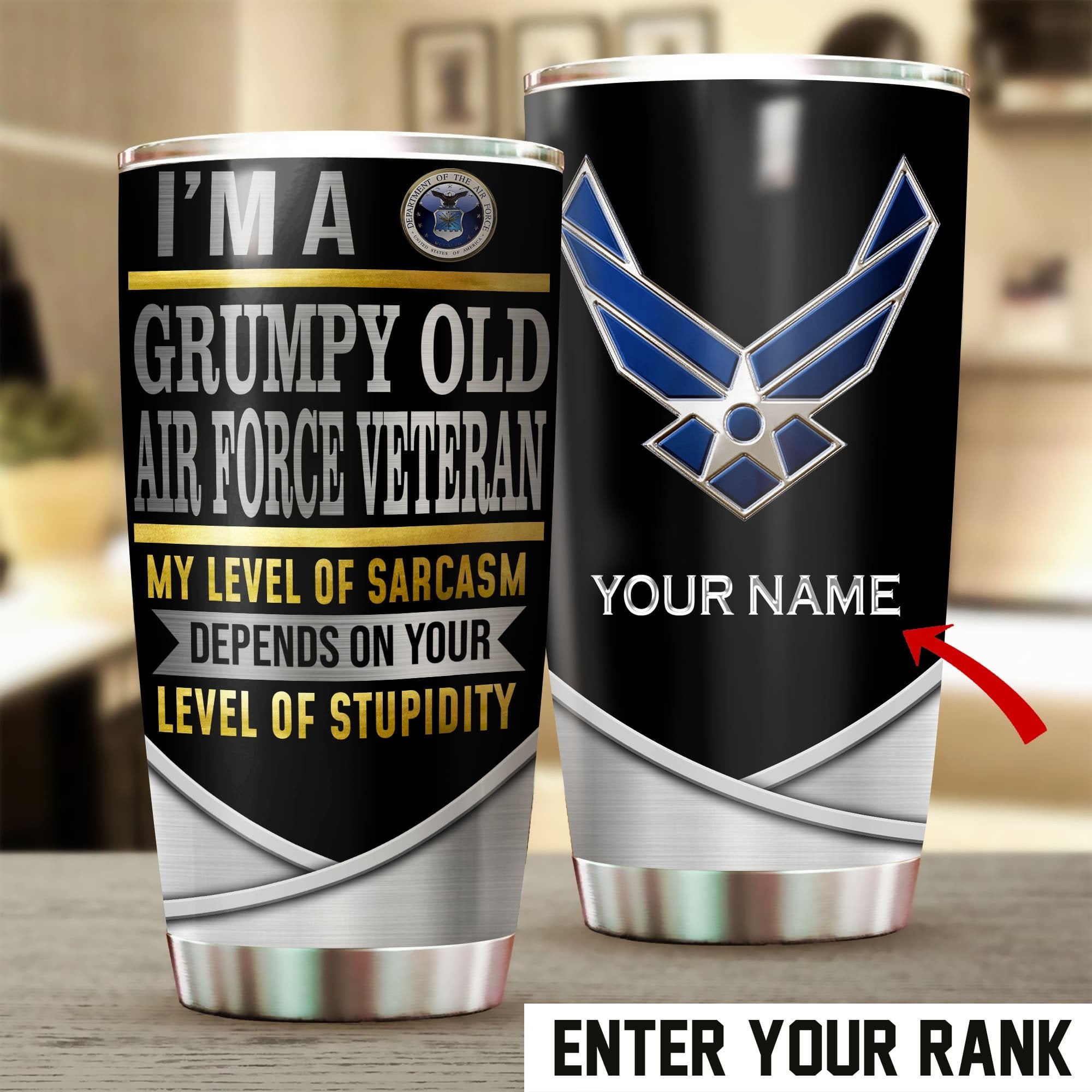 Personalised I'm A Grumpy Old Veteran Tumbler TVN041205