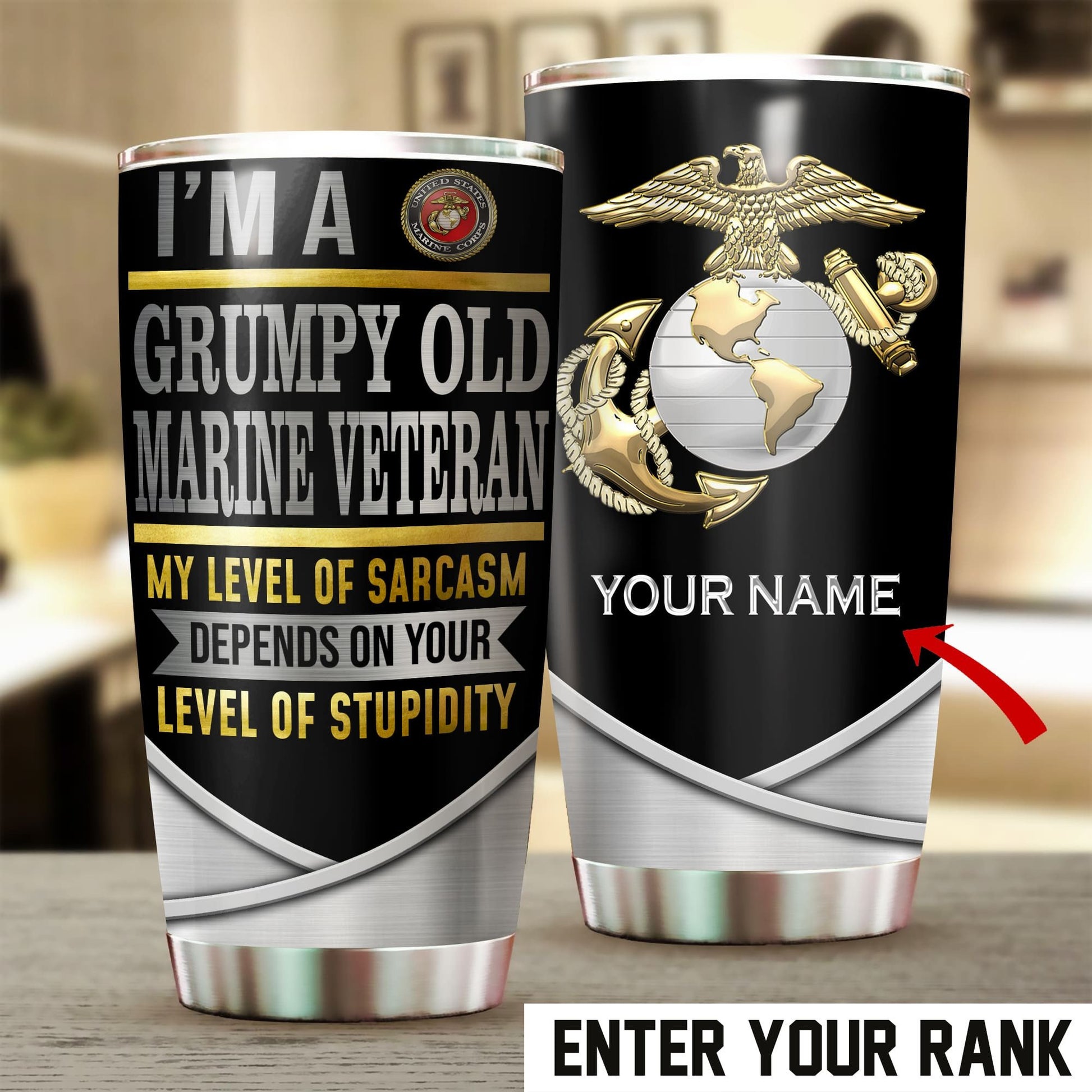 Personalised I'm A Grumpy Old Veteran Tumbler TVN041205