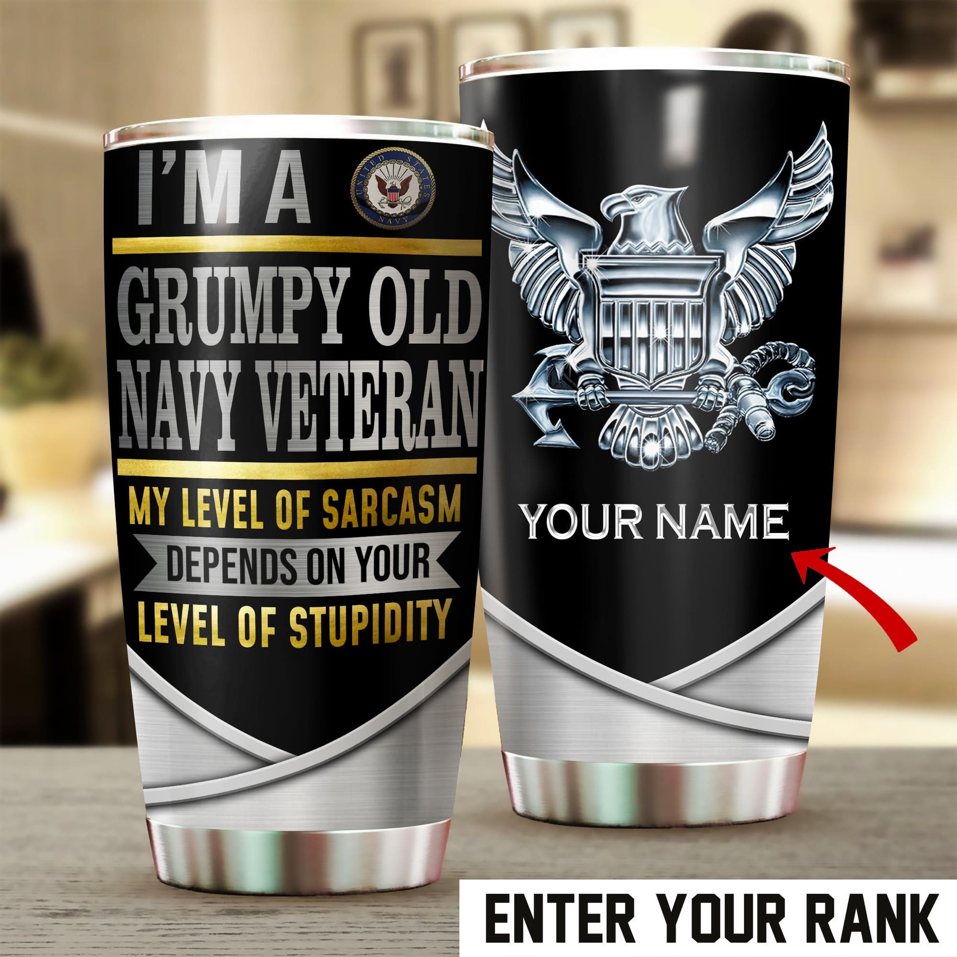 Personalised I'm A Grumpy Old Veteran Tumbler TVN041205