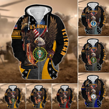 Premium Multiple US Military Services Veteran Zip Hoodie PVC211203