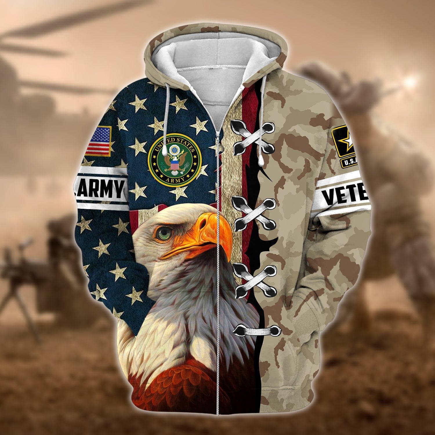 Premium Multiple US Military Services Veteran Zip Hoodie PVC231201