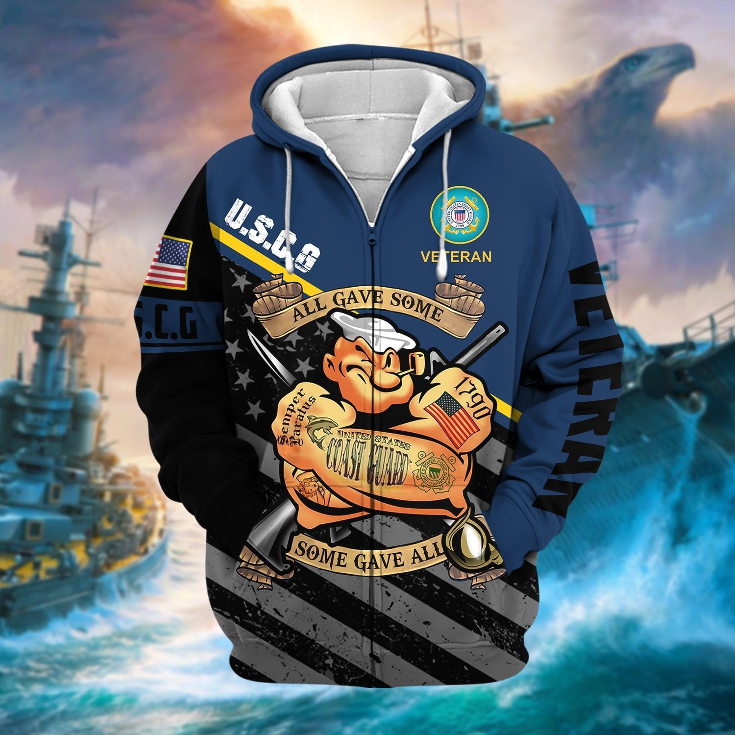 Premium US Military Services US Veteran Zip Hoodie PVC271003