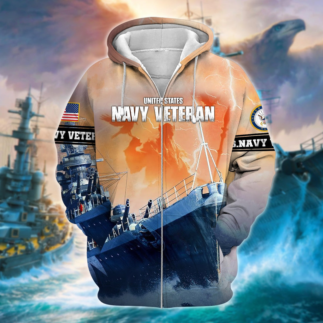 Unique U.S. Navy Veteran Zip Hoodie PVC141201