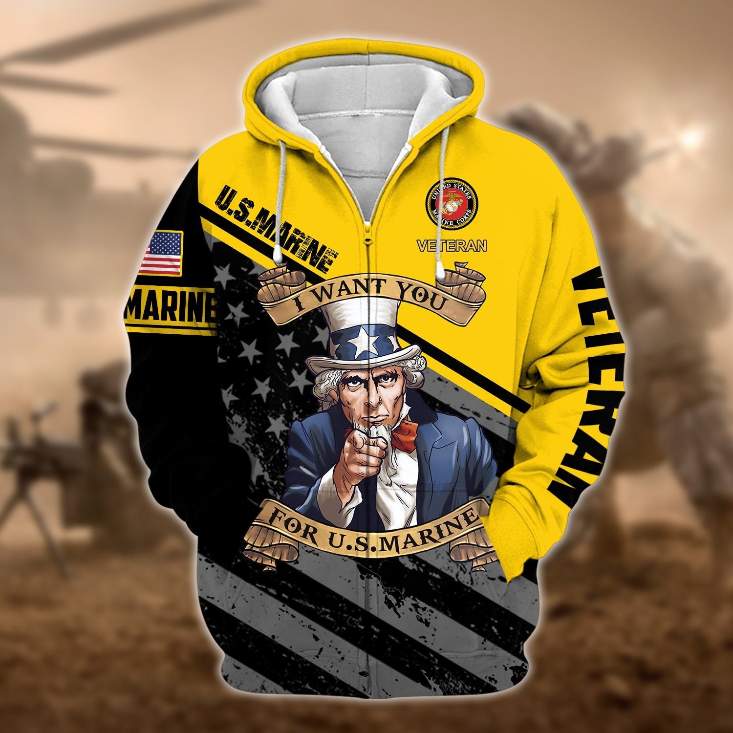 Premium Multiple US Military Services Veteran Zip Hoodie PVC271203
