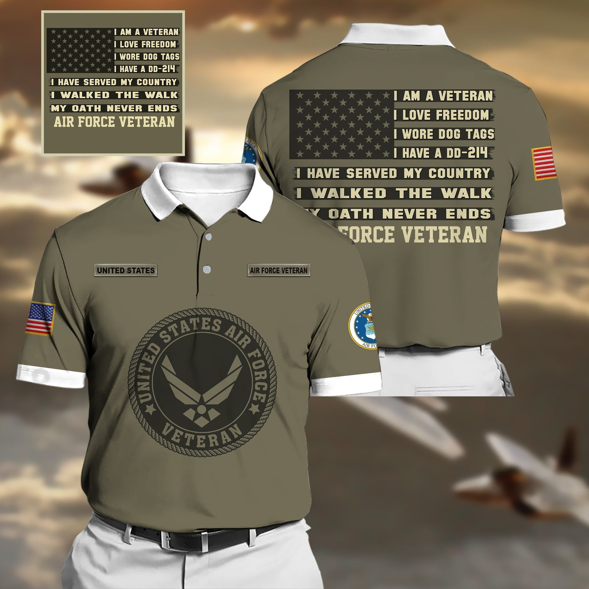 Premium Multiple US Military Services Veteran Polo PVC060102