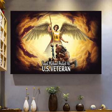 Premium Saint Michael Protect Us Canvas PVC060101