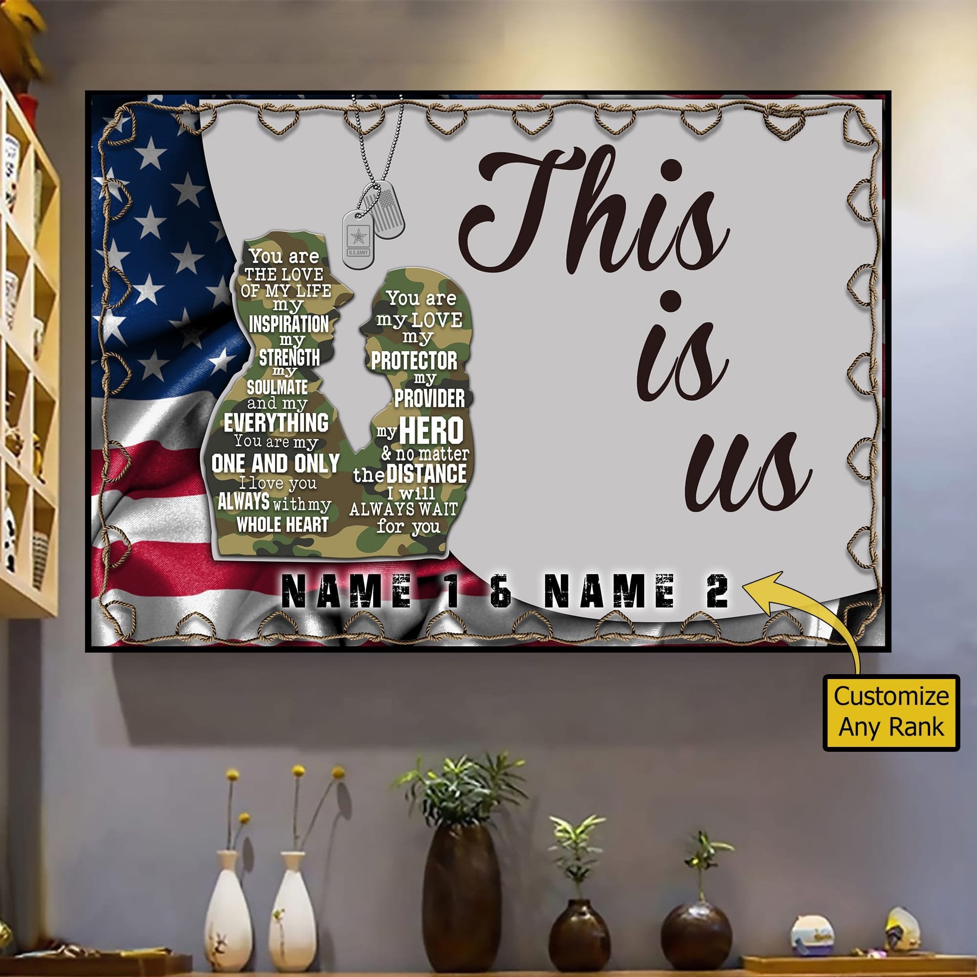 Premium Multiple US Military Services Veteran Personalize Canvas PVC130104