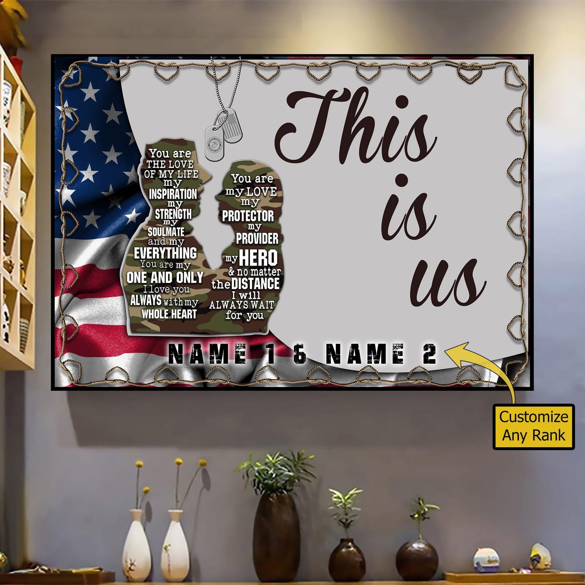 Premium Multiple US Military Services Veteran Personalize Canvas PVC130104