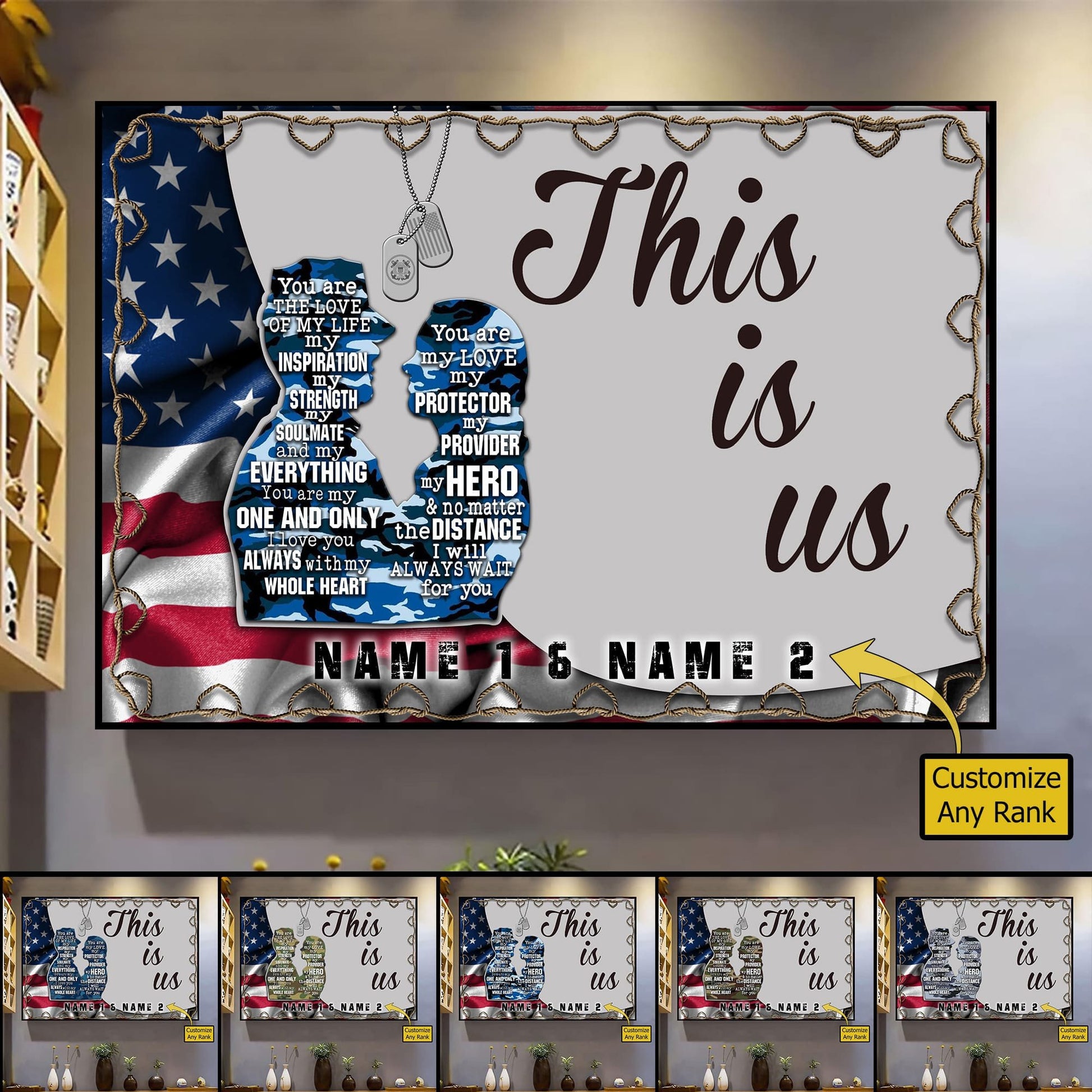 Premium Multiple US Military Services Veteran Personalize Canvas PVC130104
