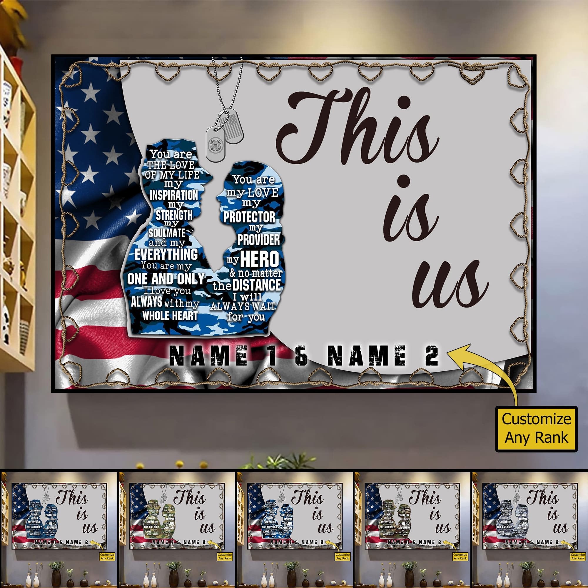 Premium Multiple US Military Services Veteran Personalize Canvas PVC130104