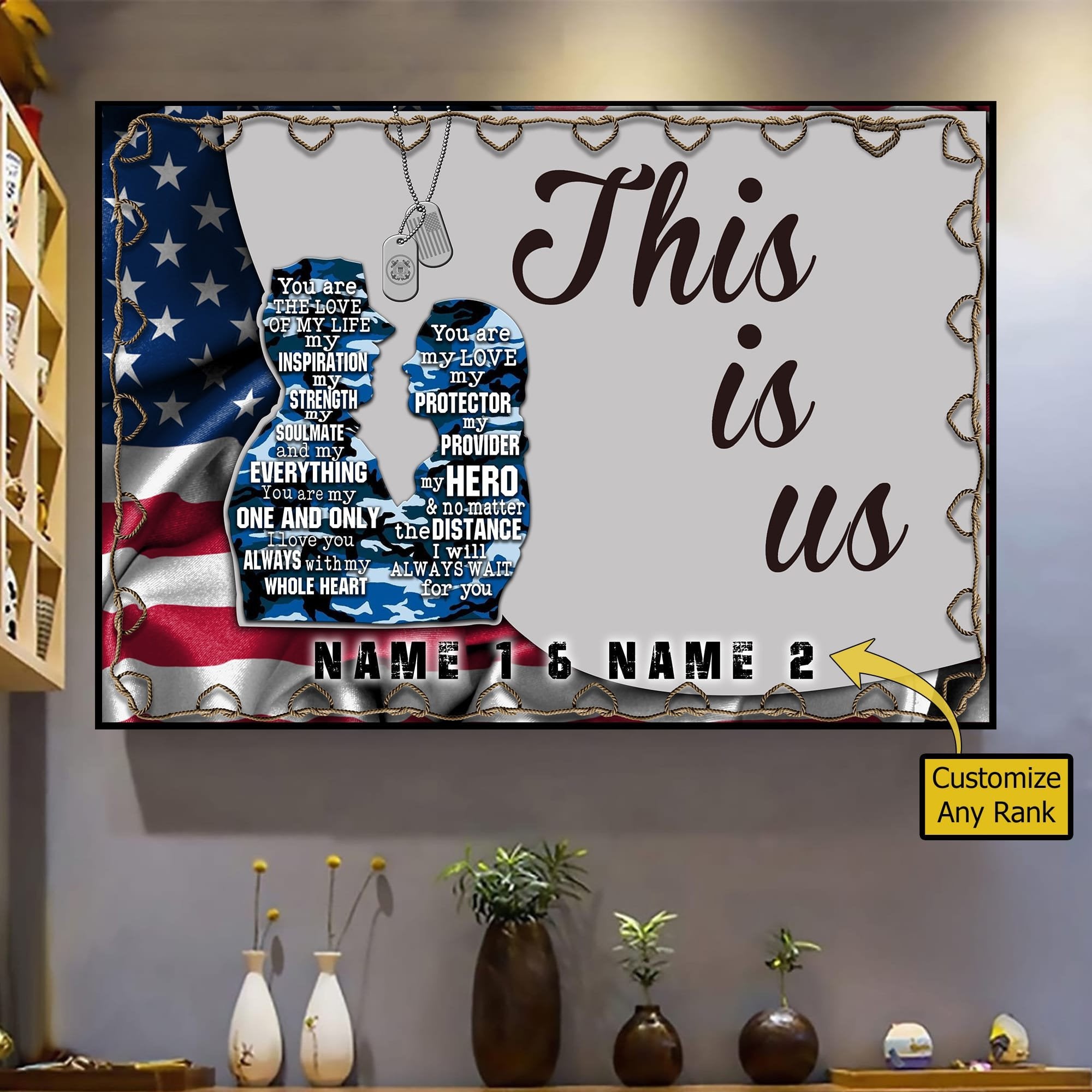 Premium Multiple US Military Services Veteran Personalize Canvas PVC130104