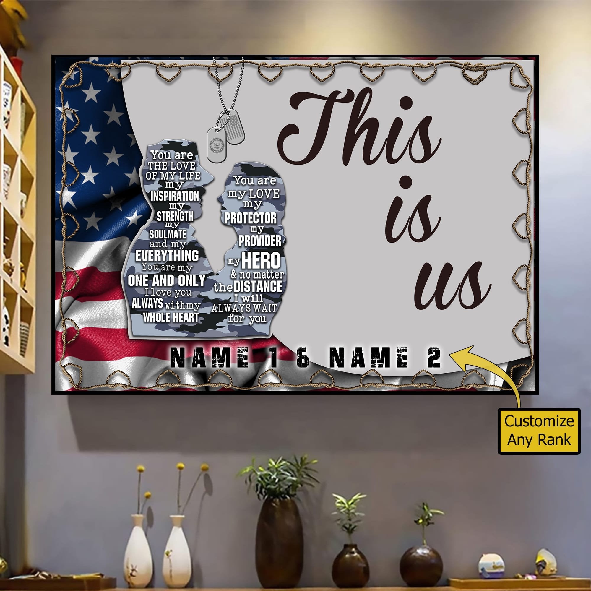 Premium Multiple US Military Services Veteran Personalize Canvas PVC130104