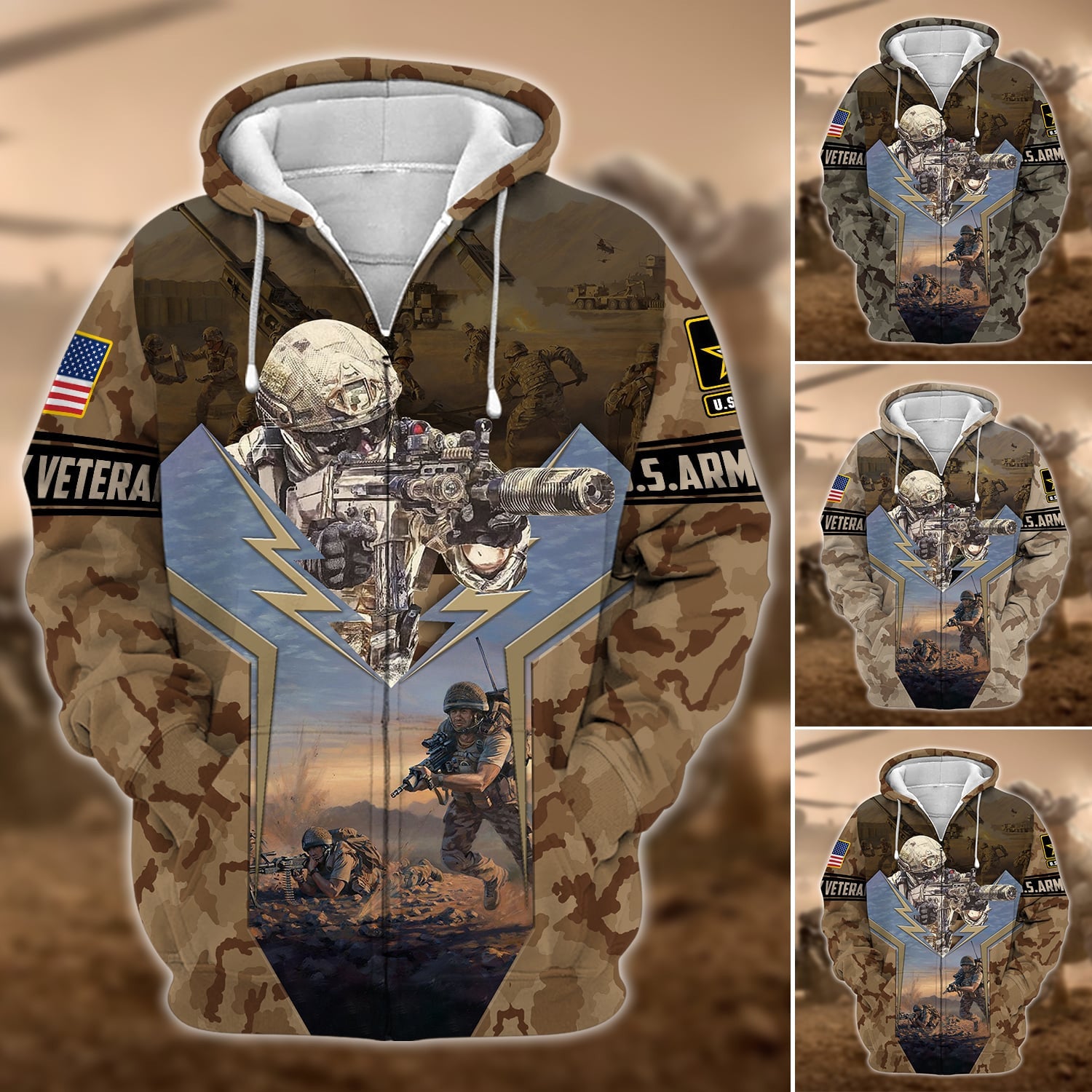 Unique U.S. Army Veteran Zip Hoodie PVC120103