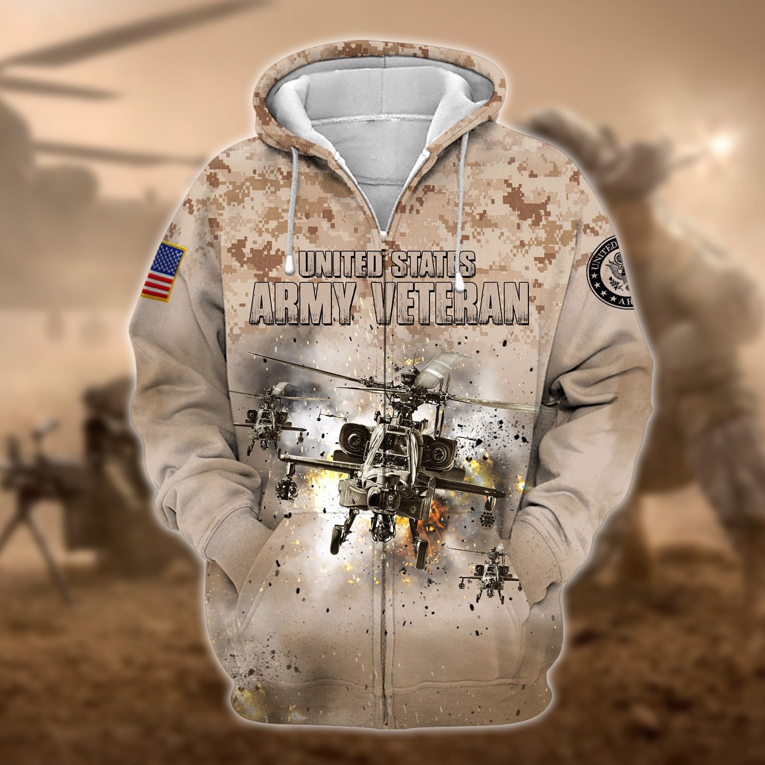 Premium U.S. Army Veteran Zip Hoodie PVC190104