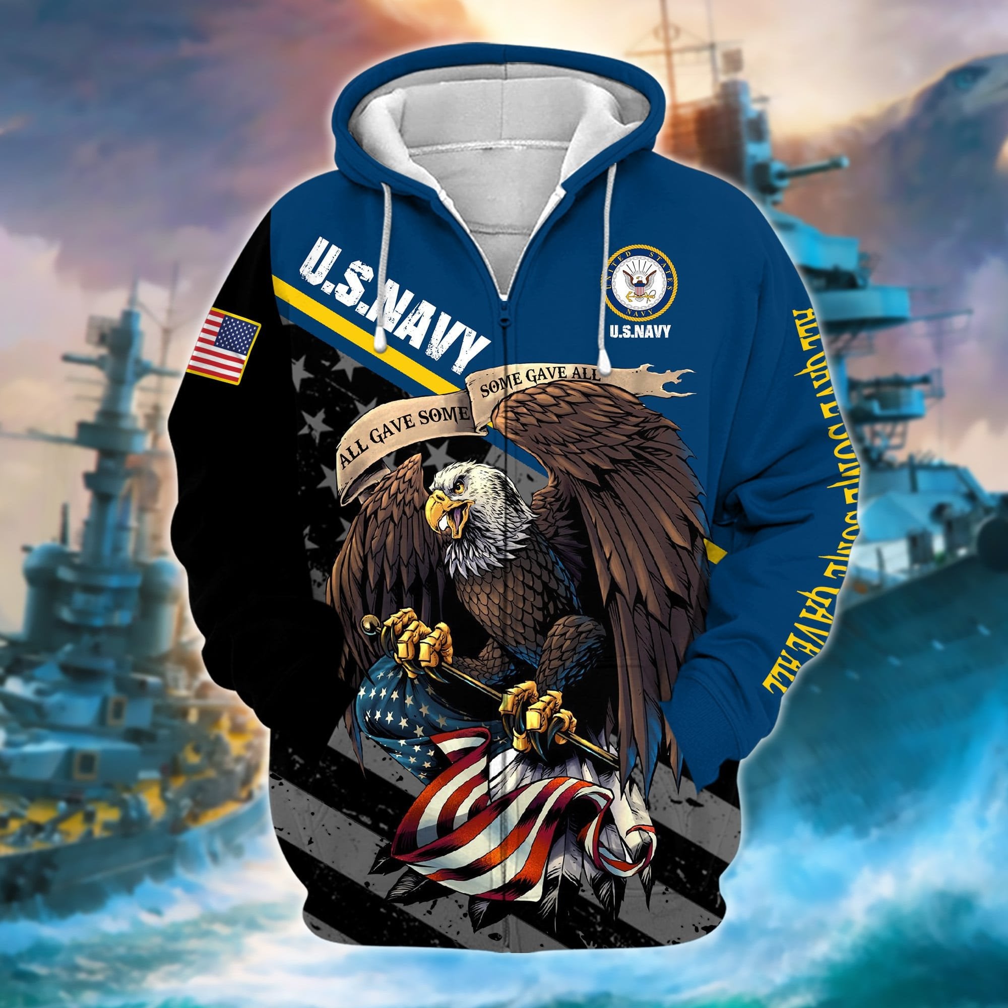 Premium Multiple US Military Services Veteran Zip Hoodie TH15122521