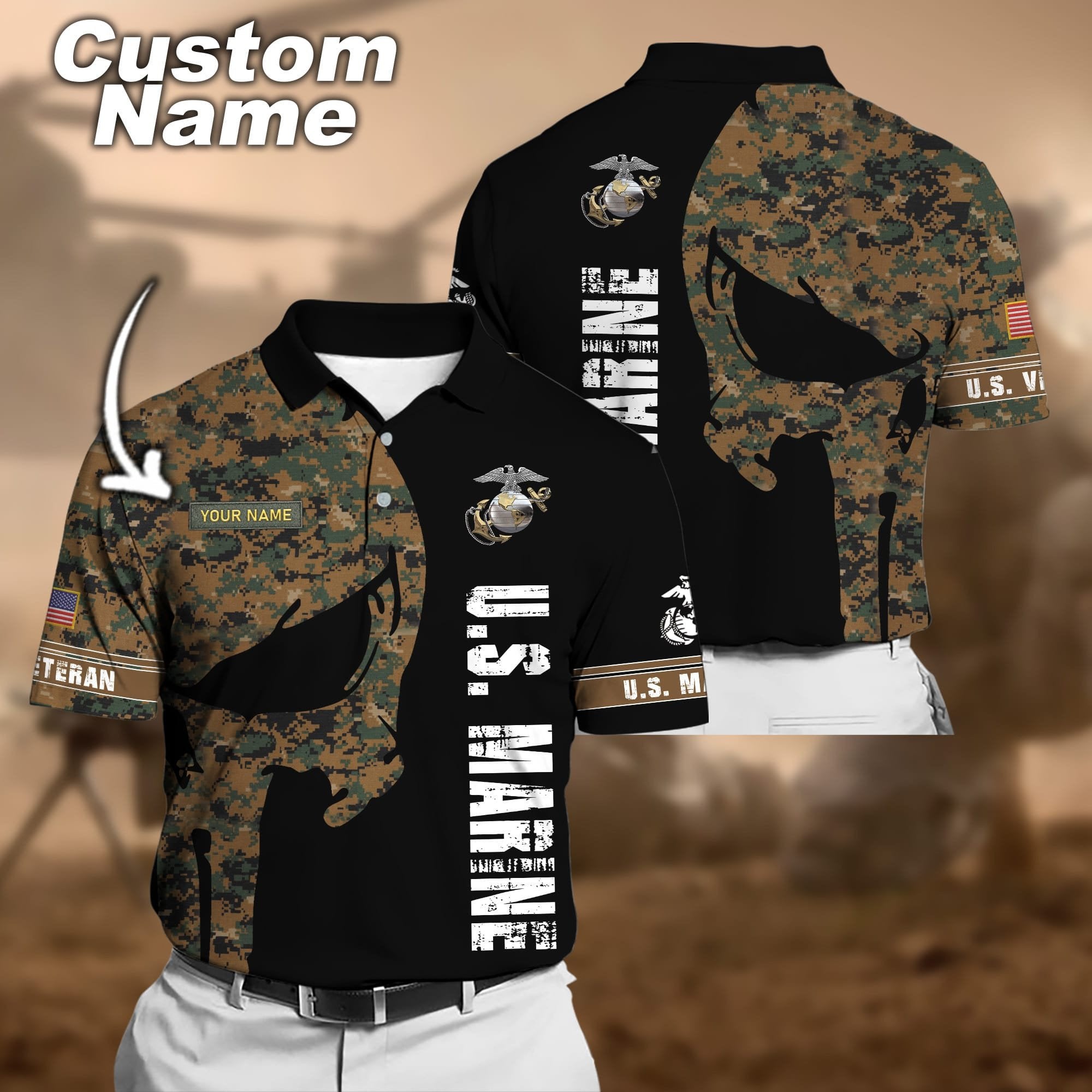 Premium Multiple US Military Services Veteran Personalize Polo Shirt PVC24010302