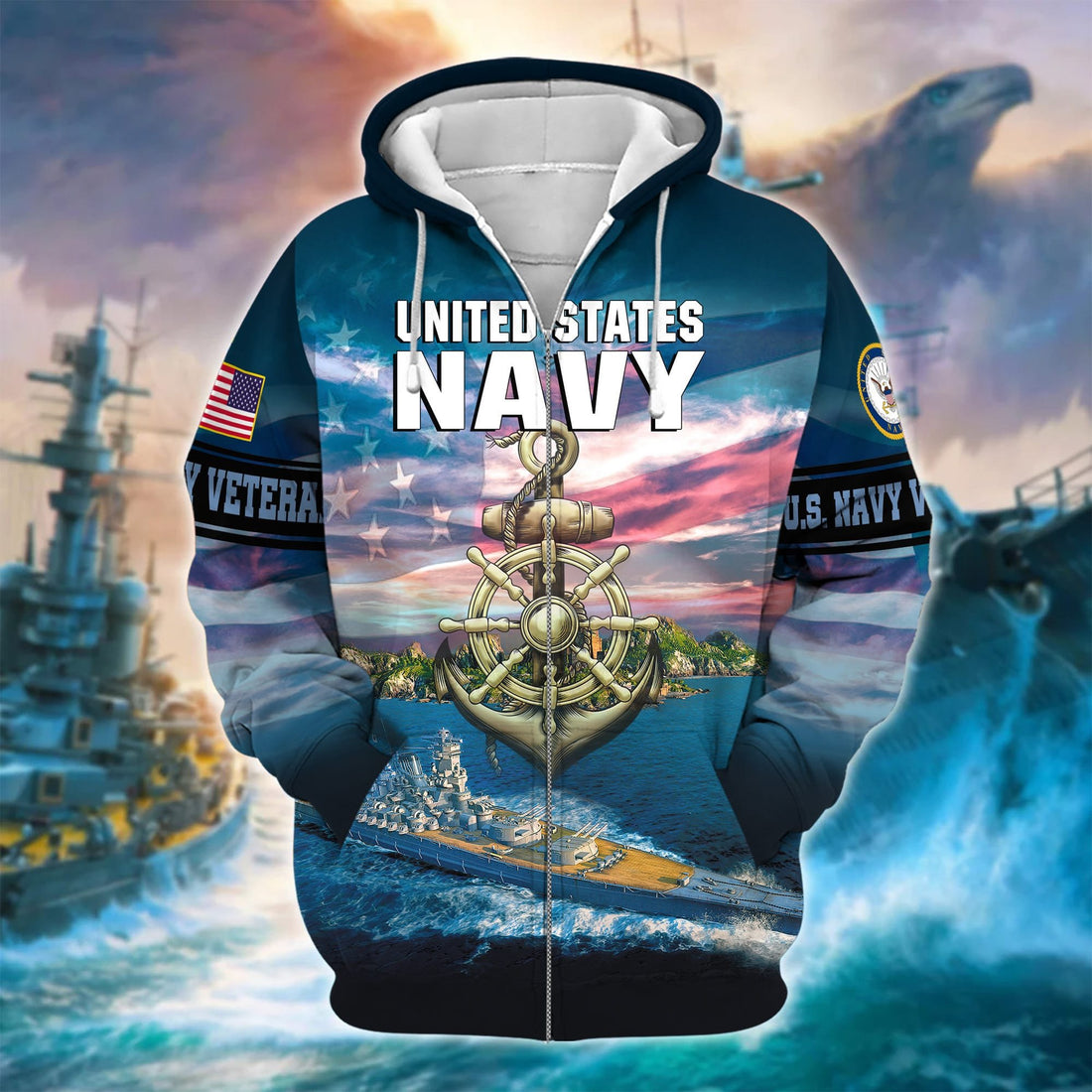 Unique U.S. Navy Veteran Zip Hoodie PVC180103